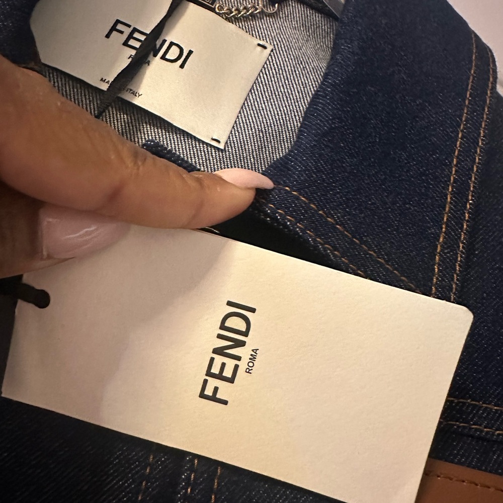 Fendi Denim Jacket With Leather Straps
